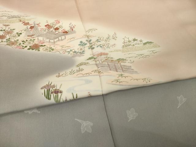 平和屋着物●訪問着　友禅　流水風景文　暈し染め　金彩　正絹　逸品　AABG4932ck_4