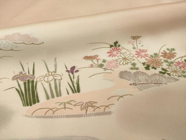 平和屋着物●訪問着　友禅　流水風景文　暈し染め　金彩　正絹　逸品　AABG4932ck_6
