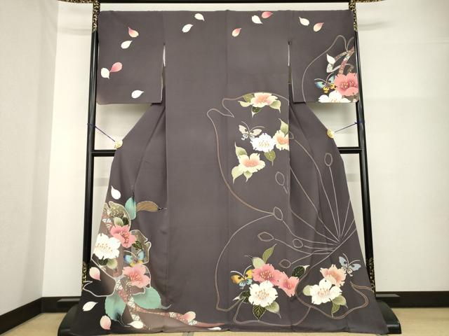 平和屋着物●訪問着　花蝶文　暈し染め　金彩　ロング丈　正絹　逸品　AABG4942ck