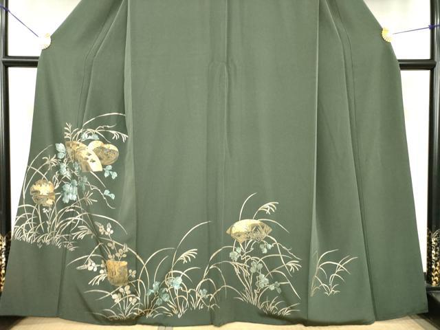 平和屋着物●訪問着　地紙取り立波文　竹屋町刺繍　金彩　正絹　逸品　AABG4945ck_2