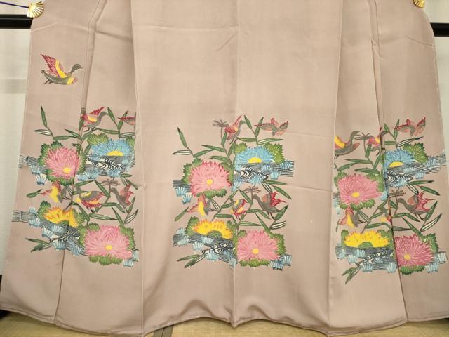 平和屋着物●訪問着　紅型　流水花鳥文　正絹　逸品　AABG4976ck_2