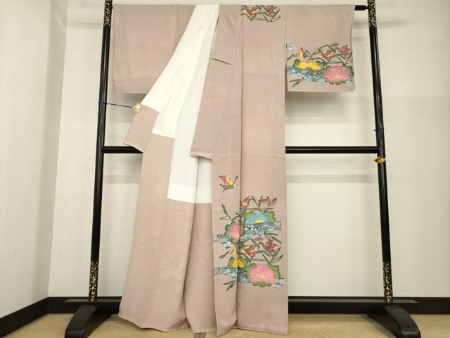 平和屋着物●訪問着　紅型　流水花鳥文　正絹　逸品　AABG4976ck_1