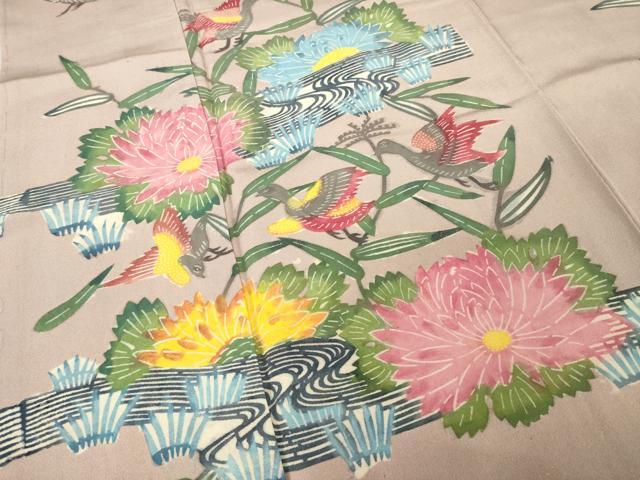 平和屋着物●訪問着　紅型　流水花鳥文　正絹　逸品　AABG4976ck_3