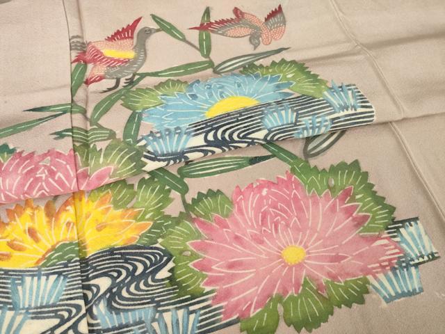 平和屋着物●訪問着　紅型　流水花鳥文　正絹　逸品　AABG4976ck_4
