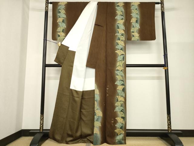 平和屋着物●訪問着　作家物　銀杏間道　暈し染め　金糸　正絹　逸品　AABG4986ck_1