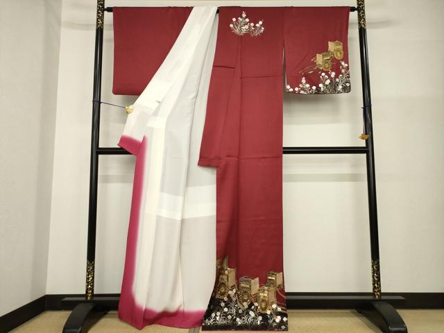 平和屋着物●TOKI志すい キモノモードオリジナルブランド　訪問着　御所車花文　暈し染め　金彩　正絹　逸品　AABG4988ck_1