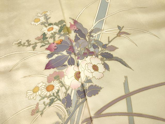 平和屋着物●訪問着　草花文　金彩　正絹　逸品　AABG4992ck_3