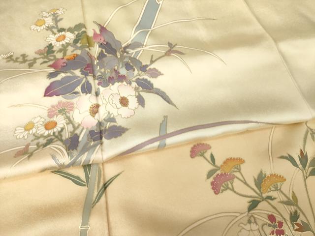 平和屋着物●訪問着　草花文　金彩　正絹　逸品　AABG4992ck_4