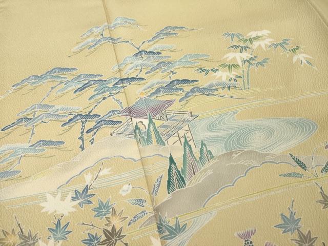 平和屋着物●名門・上野家　上野街子　清染居　訪問着　風景文　暈し染め　正絹　逸品　AABG5268ck 平和屋着物○名門・上野家 上野街子 清染居 訪問着 風景文 暈し染め