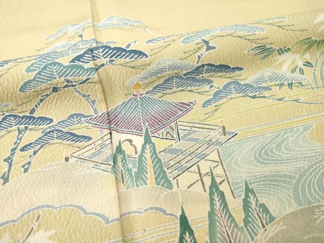 平和屋着物●名門・上野家　上野街子　清染居　訪問着　風景文　暈し染め　正絹　逸品　AABG5268ck 平和屋着物○名門・上野家 上野街子 清染居 訪問着 風景文 暈し染め