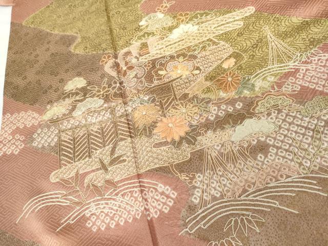 平和屋着物●訪問着　絞り　刺繍　風景草花文　金彩　正絹　逸品　AABG5304cs 楽天市場】平和屋着物○訪問着 絞り 渦文 金彩 正絹 逸品 AABB4322ph