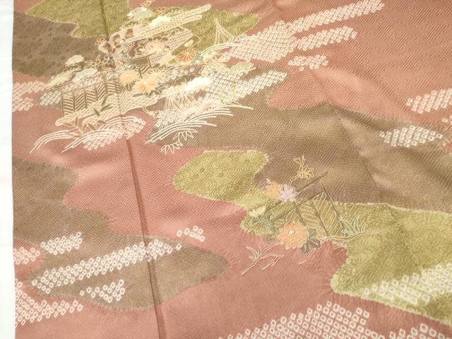 平和屋着物●訪問着　絞り　刺繍　風景草花文　金彩　正絹　逸品　AABG5304cs 楽天市場】平和屋着物○訪問着 絞り 渦文 金彩 正絹 逸品 AABB4322ph