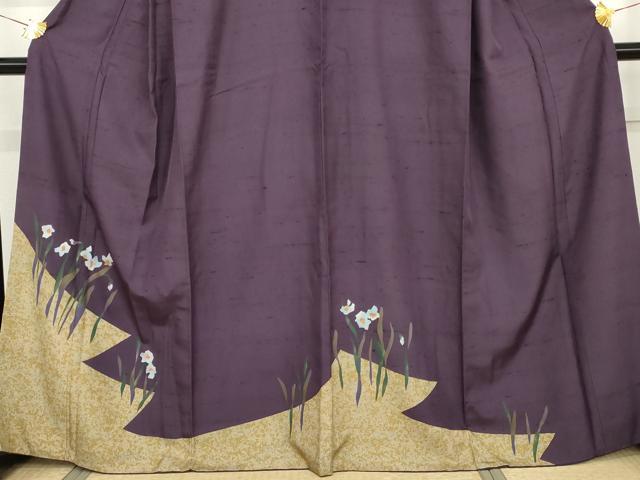 平和屋着物●訪問着　紬地　草花文　金彩　正絹　逸品　AABG5307cs_2