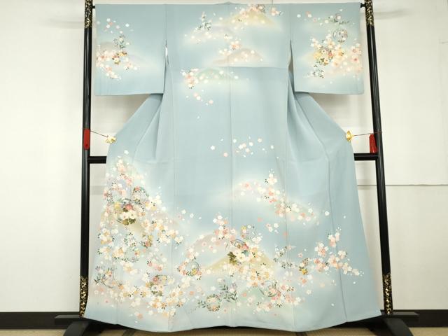 平和屋着物●訪問着　友禅　重ね山花丸文　暈し染め　金彩　正絹　逸品　AABG5380cs