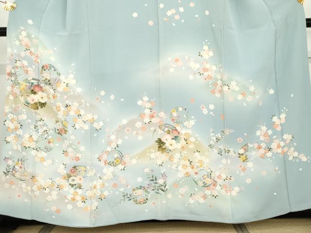 平和屋着物●訪問着　友禅　重ね山花丸文　暈し染め　金彩　正絹　逸品　AABG5380cs_2
