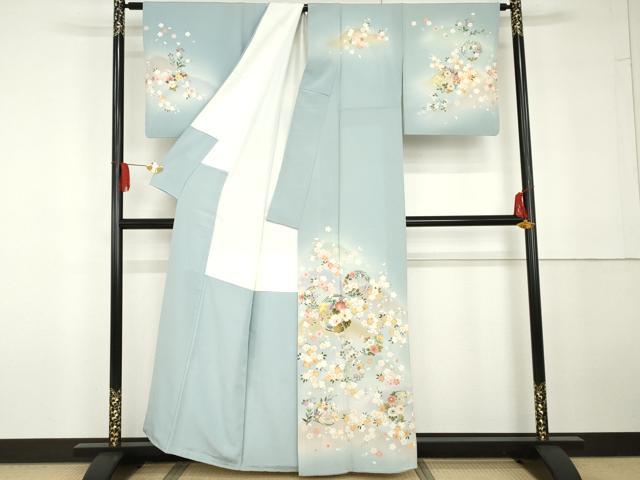 平和屋着物●訪問着　友禅　重ね山花丸文　暈し染め　金彩　正絹　逸品　AABG5380cs_1