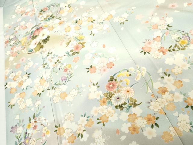 平和屋着物●訪問着　友禅　重ね山花丸文　暈し染め　金彩　正絹　逸品　AABG5380cs_4