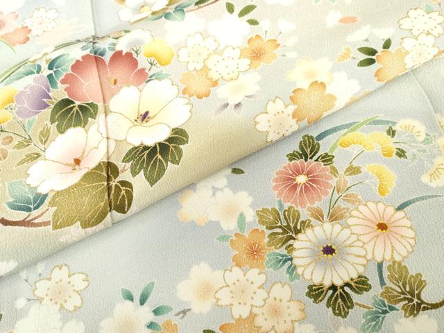 平和屋着物●訪問着　友禅　重ね山花丸文　暈し染め　金彩　正絹　逸品　AABG5380cs_5