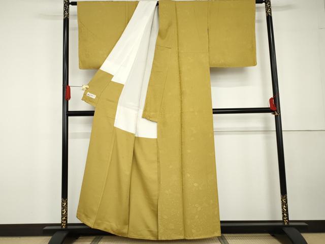 平和屋着物●上質な色無地　辻が花地紋　芥子色　やまと誂製　正絹　逸品　未使用　AABG5410cs_2
