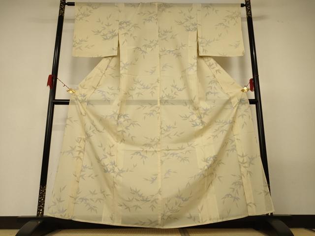 平和屋着物＊夏物　小紋　絽　枝葉文　正絹　逸品　AABG5461jd_1