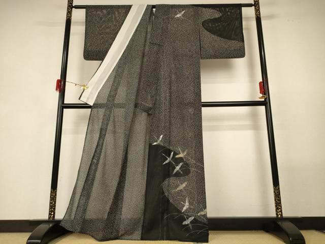 平和屋着物＊夏物　訪問着　絽　舞鶴文　金銀彩　洗える着物　AABG5462jd 平和屋着物＊夏物 訪問着 絽 舞鶴文 金銀彩 洗える着物 AABG5462jd