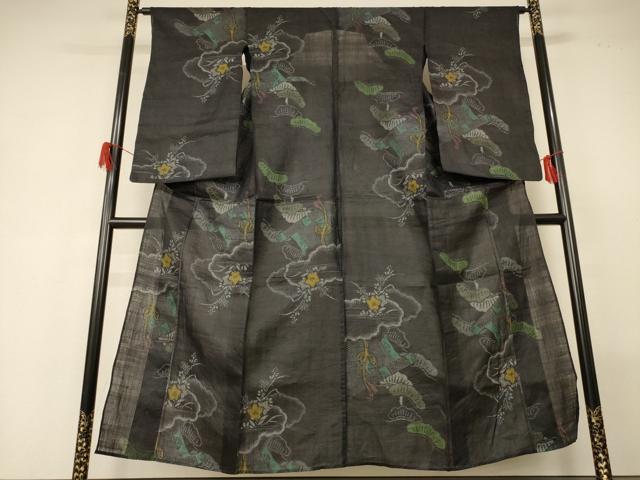 平和屋着物＊夏物　重要無形文化財　本場宮古上布　雲重ね花文　苧麻　逸品　AABG5519jd_1