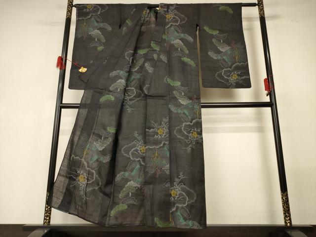 平和屋着物＊夏物　重要無形文化財　本場宮古上布　雲重ね花文　苧麻　逸品　AABG5519jd_2