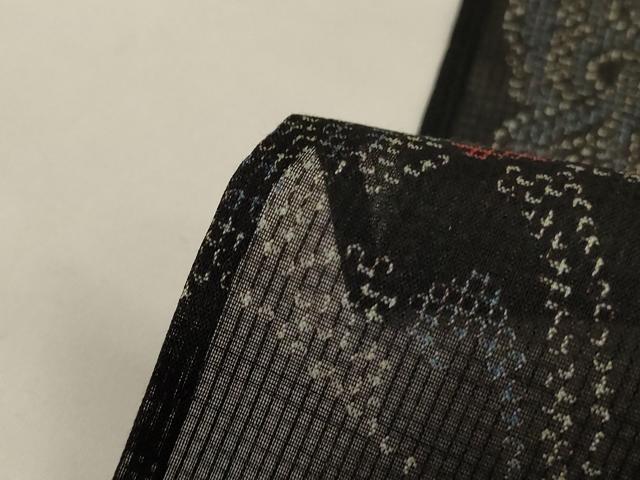 平和屋着物＊夏物　小紋　紗　切り嵌め花文　洗える着物　AABG5564jd_6