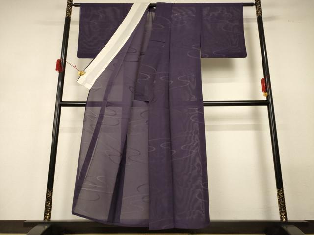 平和屋着物＊夏物　小紋　縦絽　流水文　正絹　逸品　AABG5594jd_2