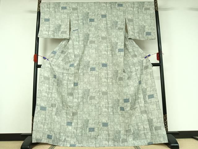 平和屋着物▽小紋　単衣　幾何学文様　洗える着物　AABG5645jh_1