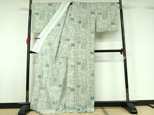 平和屋着物▽小紋　単衣　幾何学文様　洗える着物　AABG5645jh_2