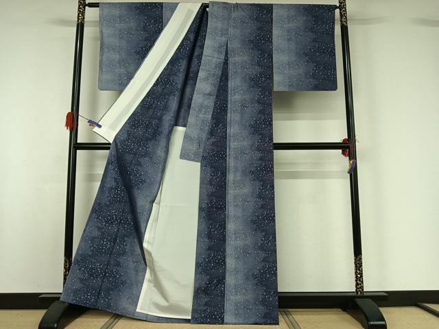 平和屋着物▽本場大島紬　単衣　泥染め　雪は降る　証紙付き　正絹　逸品　AABG5695jh_1