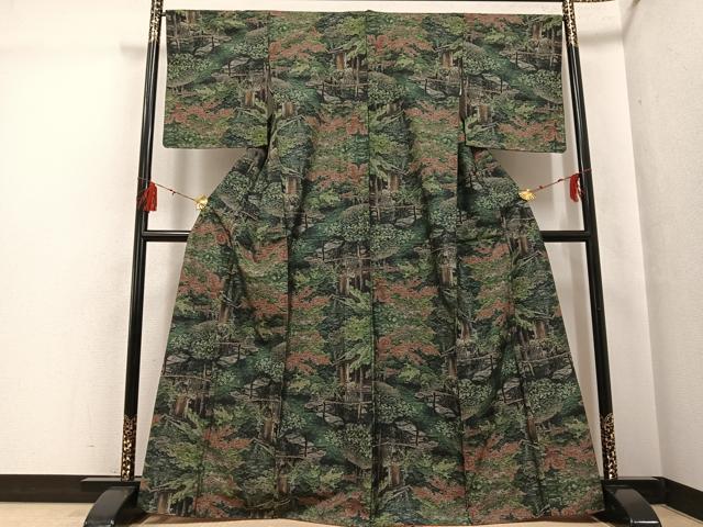 平和屋着物●本場大島紬　カタス7マルキ　総絣　風景樹林文　正絹　逸品　AABG5779ph_1