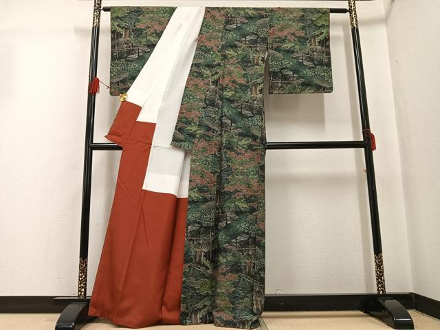 平和屋着物●本場大島紬　カタス7マルキ　総絣　風景樹林文　正絹　逸品　AABG5779ph_2