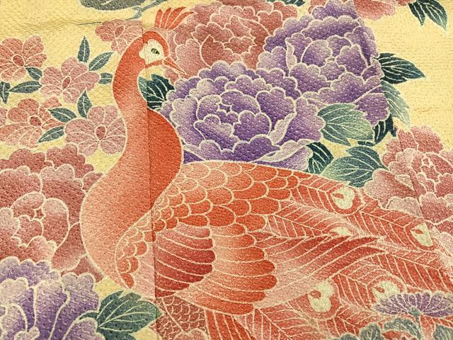 平和屋着物●名門　藤娘きぬたや・総絞り　振袖　孔雀花文　正絹　逸品　AABG5794ph_3