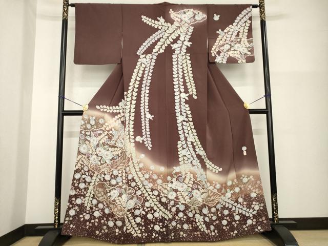 平和屋着物●訪問着　作家物　辻が花　雲取り花文　暈し染め　正絹　逸品　AABG5804ck 平和屋着物○訪問着 作家物 辻が花 雲取り花文 暈し染め 正絹 逸品