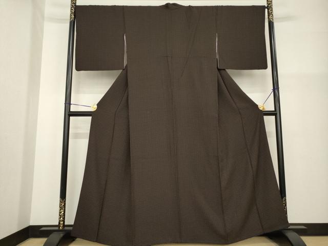 平和屋着物●上質な小紋　格子　正絹　逸品　AABG5805ck_1