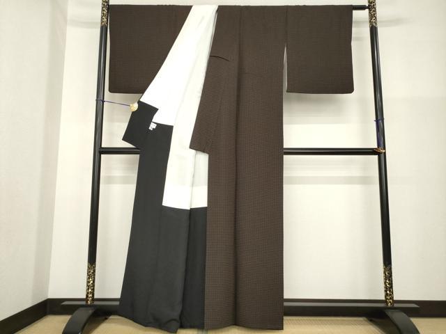 平和屋着物●上質な小紋　格子　正絹　逸品　AABG5805ck_2