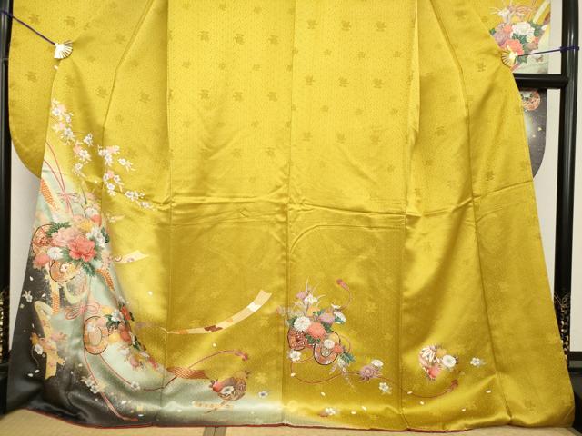 平和屋着物●豪華振袖　花鼓文　暈し染め　ロング丈　正絹　逸品　AABG5811ck 平和屋着物○豪華振袖 花鼓文 暈し染め ロング丈 正絹 逸品 AABG5811ck