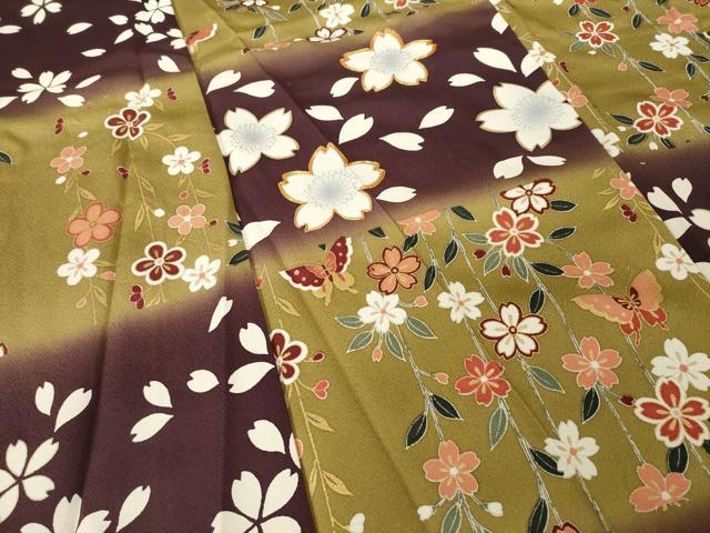 平和屋着物○豪華振袖 駒刺繍 市松花蝶文 暈し染め 金彩 ロング丈 正絹