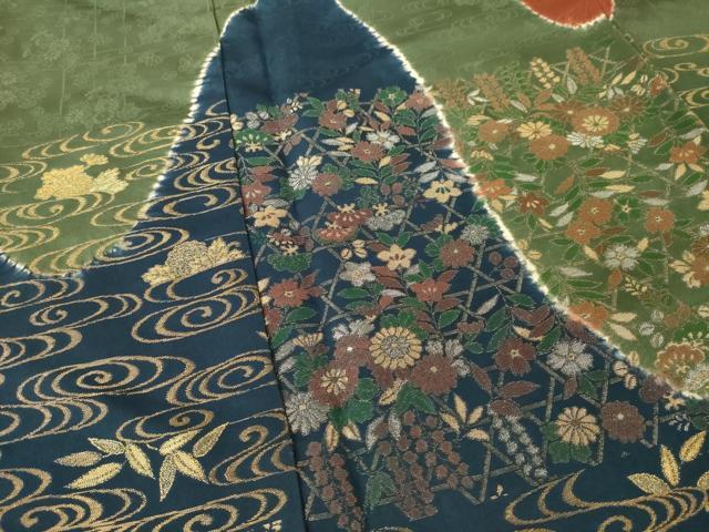 平和屋着物●訪問着　流水花文　寿光織　金糸　正絹　逸品　AABG5818ck_3