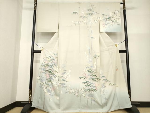 平和屋着物●訪問着　友禅　作家物　松竹梅　暈し染め　正絹　逸品　AABG5824ck 平和屋着物○訪問着 友禅 作家物 松竹梅 暈し染め 正絹 逸品