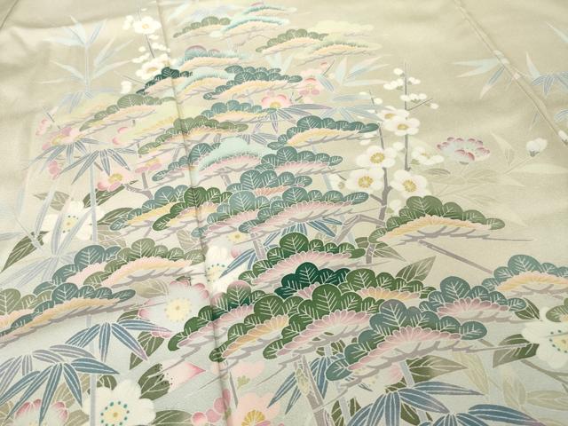 平和屋着物●訪問着　友禅　作家物　松竹梅　暈し染め　正絹　逸品　AABG5824ck 平和屋着物○訪問着 友禅 作家物 松竹梅 暈し染め 正絹 逸品