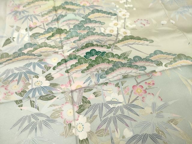 平和屋着物●訪問着　友禅　作家物　松竹梅　暈し染め　正絹　逸品　AABG5824ck 平和屋着物○訪問着 友禅 作家物 松竹梅 暈し染め 正絹 逸品