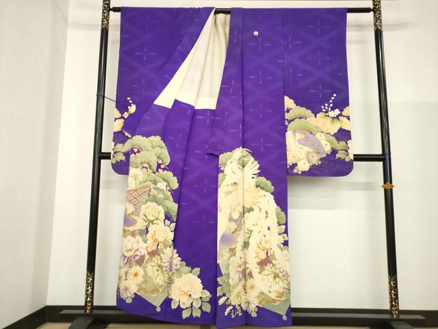 平和屋着物●アンティーク　大正ロマン　小振袖　二尺袖　駒刺繍　中国三大刺繍　相良刺繍　鳳凰花文　正絹　逸品　AABG5826ck_1