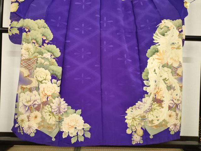 平和屋着物●アンティーク　大正ロマン　小振袖　二尺袖　駒刺繍　中国三大刺繍　相良刺繍　鳳凰花文　正絹　逸品　AABG5826ck_3