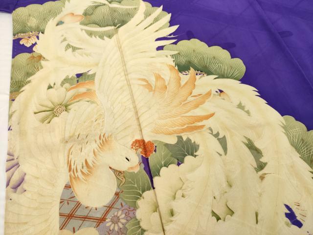 平和屋着物●アンティーク　大正ロマン　小振袖　二尺袖　駒刺繍　中国三大刺繍　相良刺繍　鳳凰花文　正絹　逸品　AABG5826ck_4