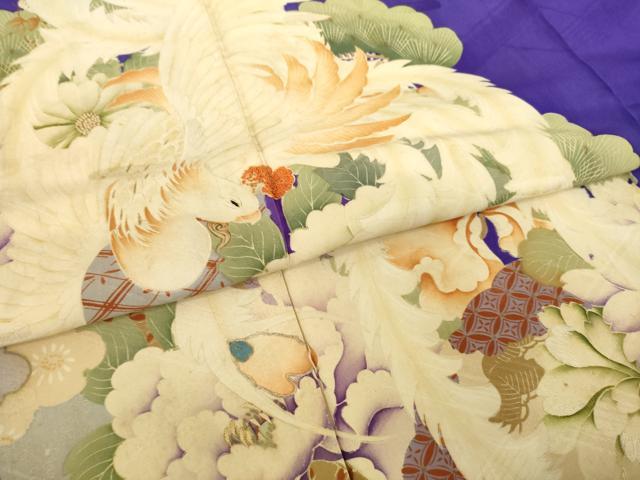 平和屋着物●アンティーク　大正ロマン　小振袖　二尺袖　駒刺繍　中国三大刺繍　相良刺繍　鳳凰花文　正絹　逸品　AABG5826ck_5