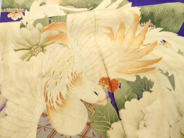 平和屋着物●アンティーク　大正ロマン　小振袖　二尺袖　駒刺繍　中国三大刺繍　相良刺繍　鳳凰花文　正絹　逸品　AABG5826ck_6