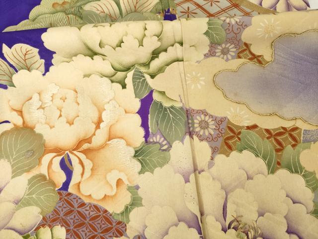 平和屋着物●アンティーク　大正ロマン　小振袖　二尺袖　駒刺繍　中国三大刺繍　相良刺繍　鳳凰花文　正絹　逸品　AABG5826ck_7